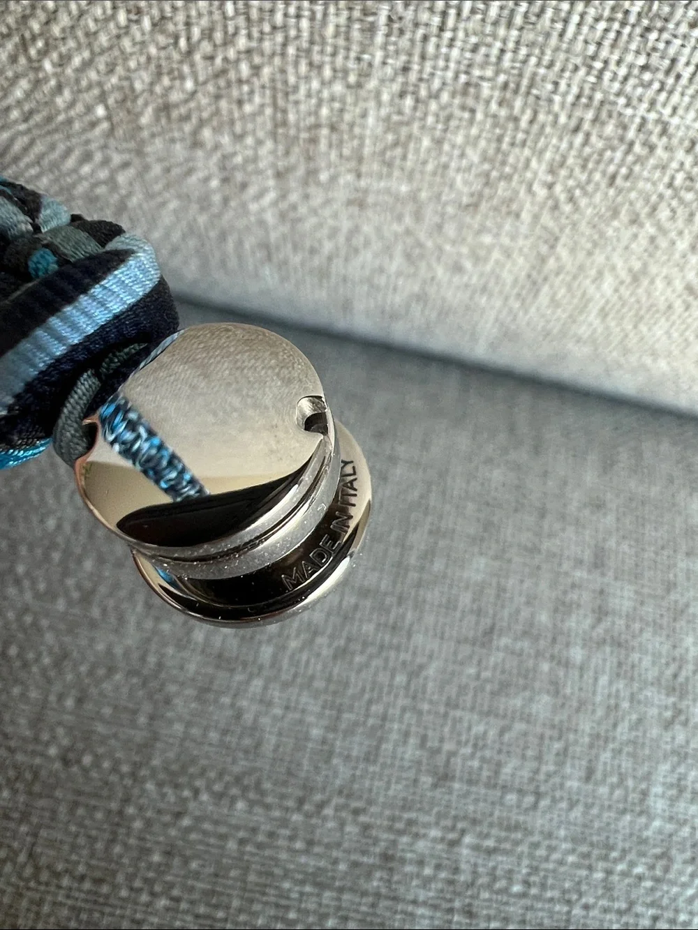 Hermes | Kid Silk Bracelet Blue Color with Palladium-plated Button Clasp